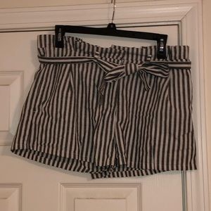 Gray and white striped shorts